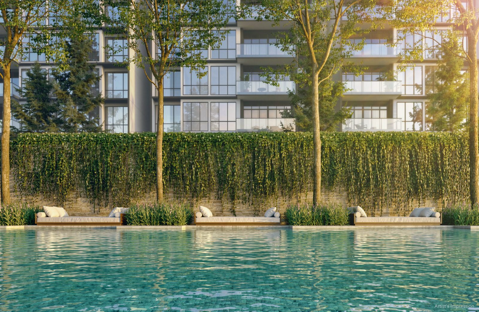 Day Lounges beside the pool, artist's impression